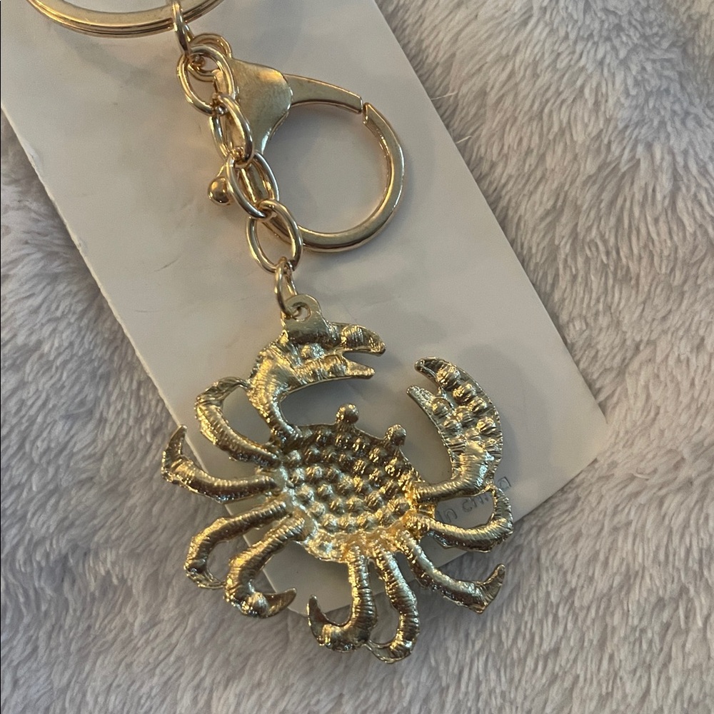 Blue Crab Keychain Gold Ring and lobster claw clasp purse bag charm - Picture 4 of 4
